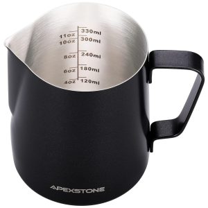 Jarra Leiteira Cremeira 350 mL Aço Inoxidável de Grau APEXSTONE ESP12 CC 115 Prateado