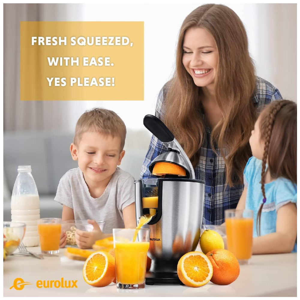 Espremedor Elétrico Eurolux Premium Inox Motor 160W Automático Controle de Polpa Alça Soft Grip Silencioso Peças Lava-louças 110V - Imagem 7