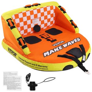 Boia Rebocável para 1 a 3 Pessoas com Capa de Nylon Alças de EVA e Válvula de Segurança de Velocidade Vevor Laranja