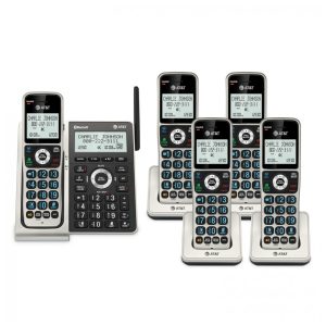 Telefone Sem Fio AT&T Titânio/Preto 5 Terminais Bluetooth Bloqueador Inteligente Display 51 cm Teclado Iluminado Grande BL3107-5