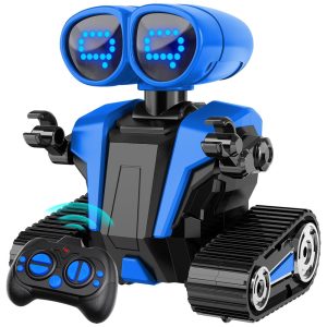 Robô com Demonstração Automática para Crianças Controle Remoto Robô Recarregável com Olhos LED Robô Inteligente Azul para CriançasMindPal.