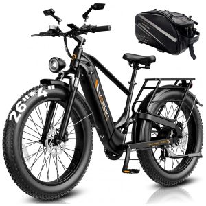 Bicicleta elétrica Jasion Thunder preto phantom pneus 26x4 motor 750W nominal 1800W pico bateria 48V 18Ah 864Wh quadro aço carbono 7 marchas 110V