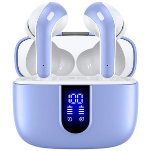 Fones de Ouvido Bluetooth com Estojo de Carregamento e Intra Auriculares IPX5 à Prova Dágua TAGRY Roxo