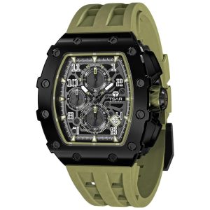 Relógio Masculino Analógico Quartzo a Prova dÁgua 50M com Cronógrafo TSAR BOMBA TB 8204SGLZHX Verde