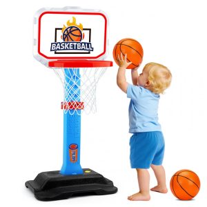 Mini tabela de basquete infantil Tsomtto ajustável para crianças base estável com duas bolas plásticas