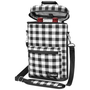 Bolsa Térmica Para Transporte de Vinhos até 2 Garrafas Xadrez OPUX Preto