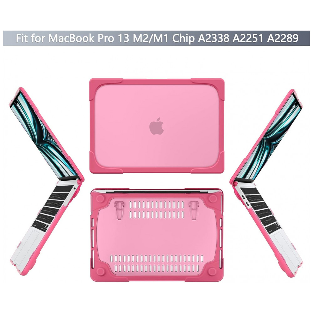 Capa Rígida Batianda para MacBook Pro 13" – Modelos A2289 A2251 A2338 M1/M2 com Suporte Dobrável Tampa de Teclado e Película de Tela - Rosa - Imagem 3