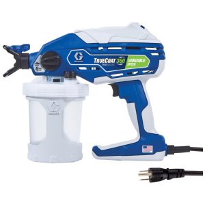 Pistola de Tinta Graco TrueCoat 360 Pulverizador de Tinta Elétrico Velocidade Variável 189L Ideal para Pintura Rápida e Uniforme (Azul/Branco).