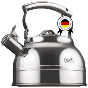 Chaleira de Chá 2.2L com Apito Aço Inoxidável GIPFEL INTERNATIONAL 1128 Prateado