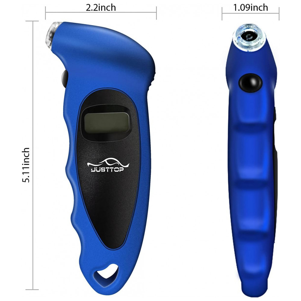 Medidor de Pressão Digital para Pneus JUSTTOP, 150PSI 4 Configurações para Carros, Caminhões e Bicicletas, LCD Iluminado e Alça Antiderrapante, - Imagem 4