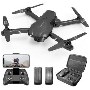 Drone 1080P HD FPV para Crianças e Adultos com Funções de Ponto de Passagem Retenção de Altitude Inversões 3D e 2 Baterias DRONEEYE Preto