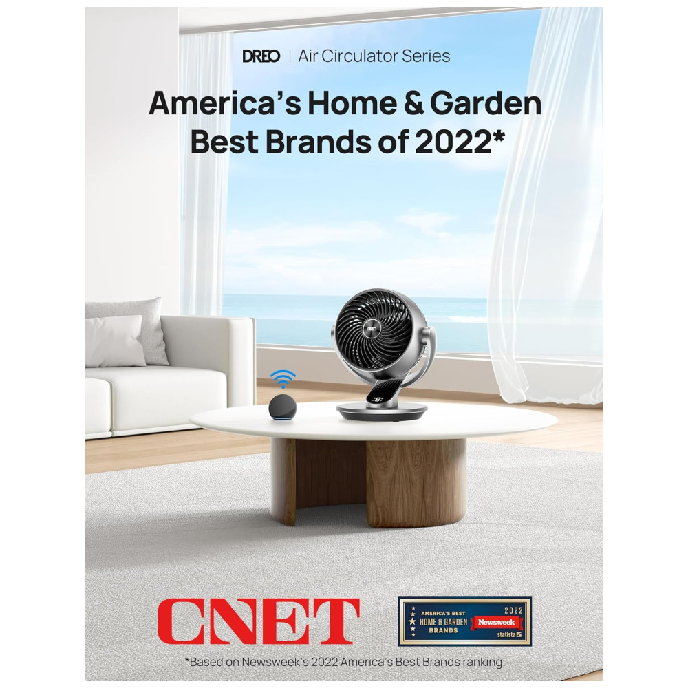 Ventilador de Mesa Inteligente com 4 Velocidades 5 Modos Temporizador 110V 52W Dreo Prata - Imagem 2