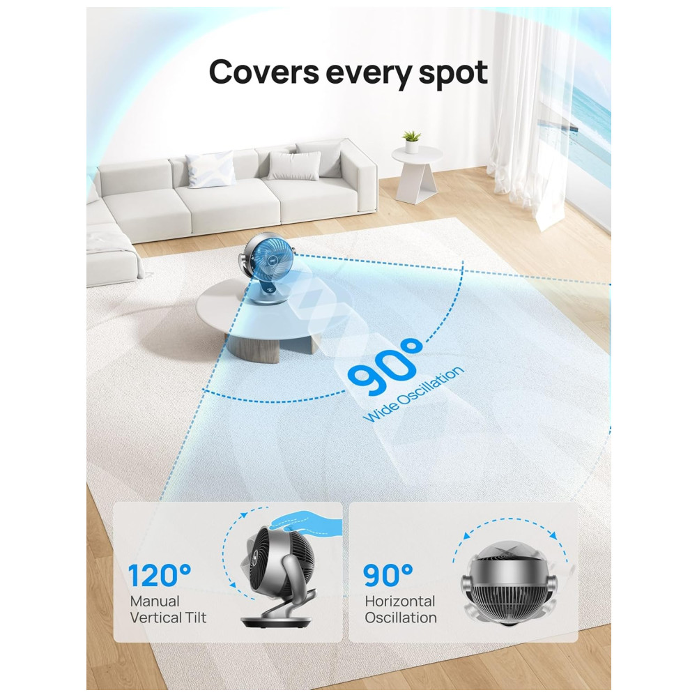 Ventilador de Mesa Inteligente com 4 Velocidades 5 Modos Temporizador 110V 52W Dreo Prata - Imagem 4