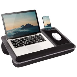 Home Office Pro Lap Desk com descanso de pulso mouse pad e suporte de telefone escuro LAPGEAR 91595 Cinza escuro