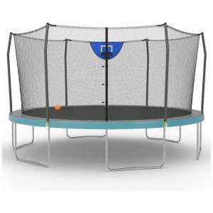 Cama Elastica Capacidade até 125 kg e Tamanho 4 Metros Skywalker Trampolines Cinza e Azul