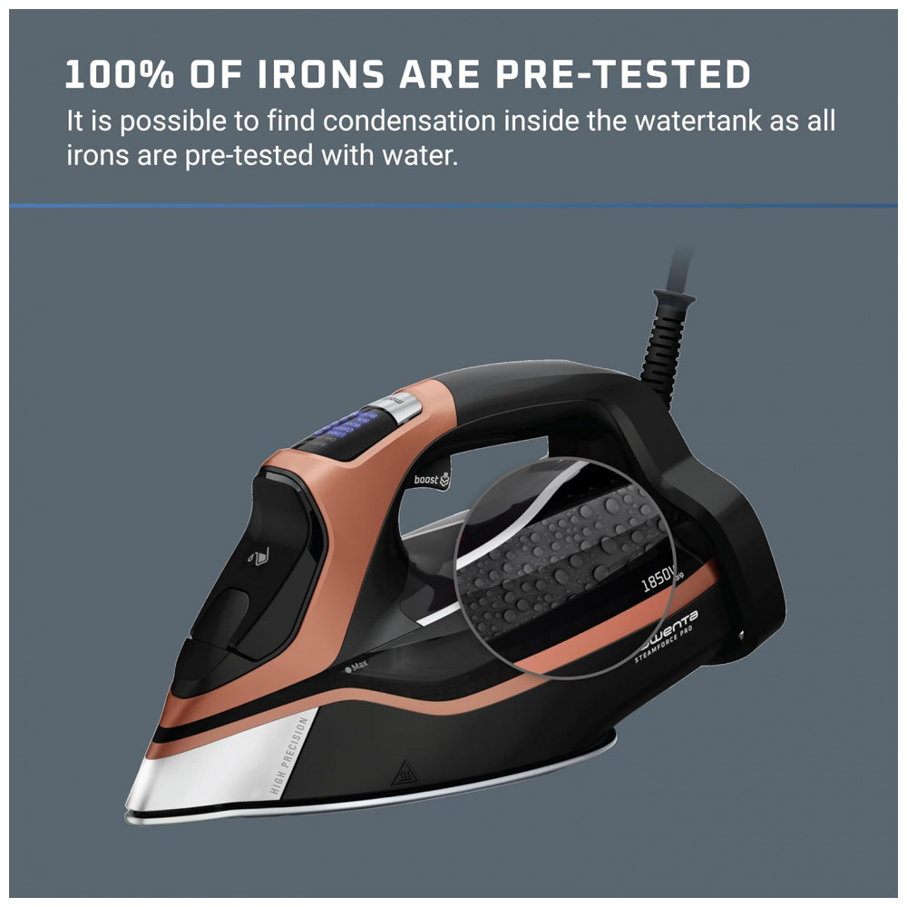 Ferro a Vapor Rowenta Steam Force Pro para Roupas 1850 Watts 5 Configurações Inteligentes de Tela Base de Aço Inoxidável - Imagem 4
