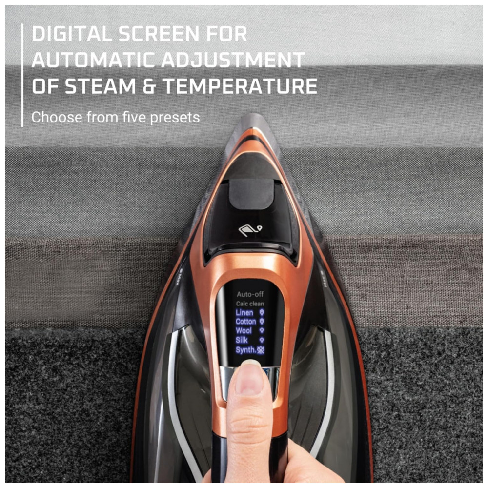 Ferro a Vapor Rowenta Steam Force Pro para Roupas 1850 Watts 5 Configurações Inteligentes de Tela Base de Aço Inoxidável - Imagem 5