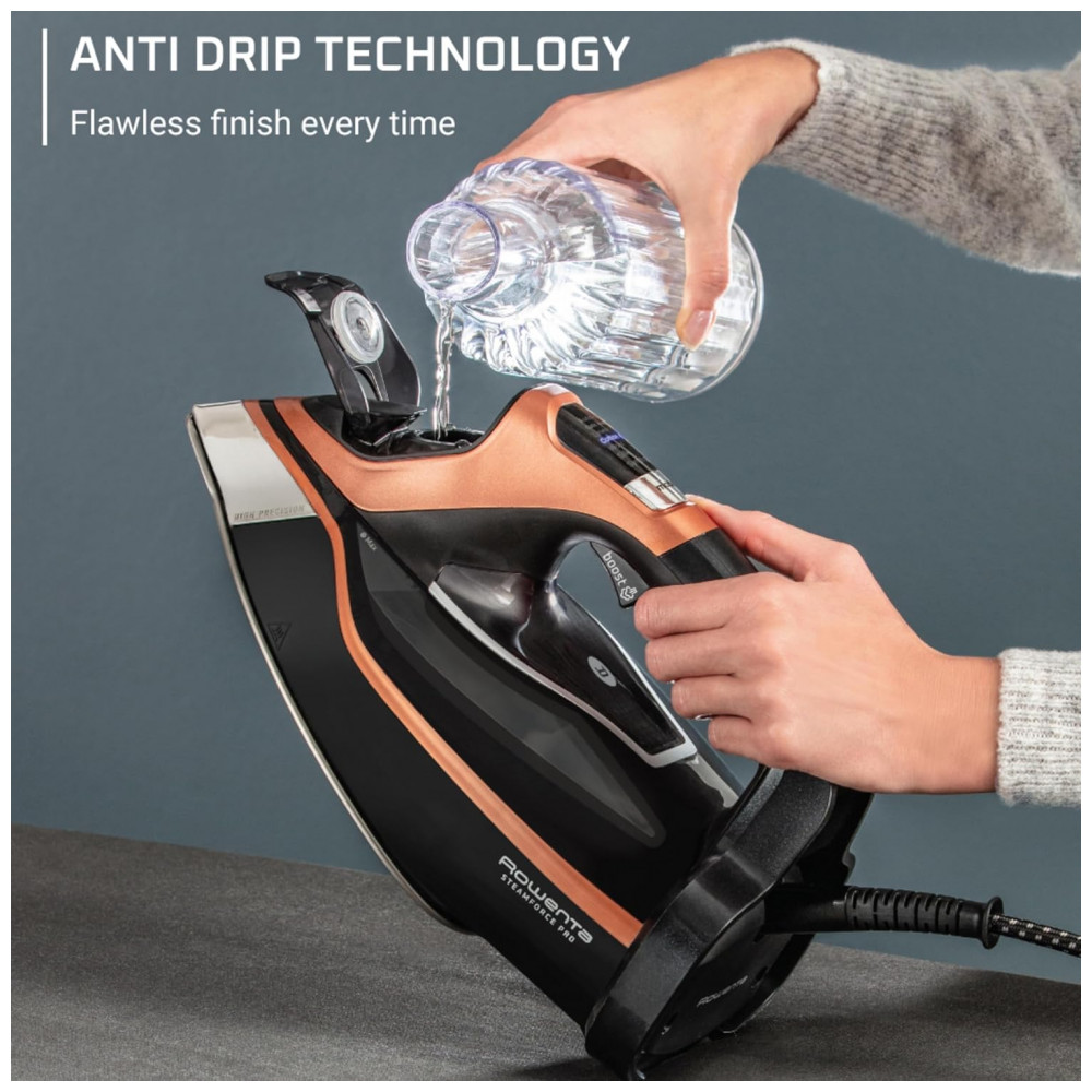 Ferro a Vapor Rowenta Steam Force Pro para Roupas 1850 Watts 5 Configurações Inteligentes de Tela Base de Aço Inoxidável - Imagem 6
