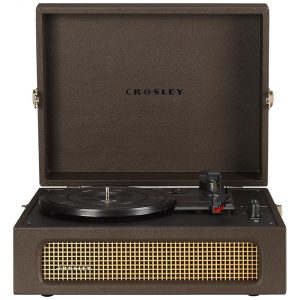 Toca-discos portátil vintage Crosley CR8017BCO Voyager com Bluetooth caixas de som embutidas