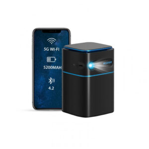 Projetor portátil smart NexiGo PJ01 preto DLP Wi‑Fi 5G Android 9.0 100 ANSI 10.000:1 JBL Bluetooth bateria 5200mAh HDMI USB 110V