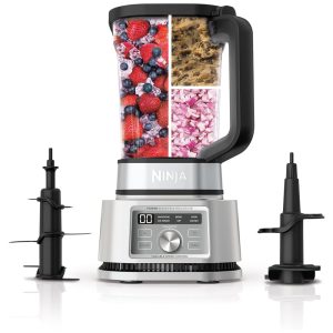 Liquidificador Profissional 3 em 1 Capacidade 2L com 6 Predefinições Auto IQ 1400W 110V NINJA SS201 Foodi Prateado