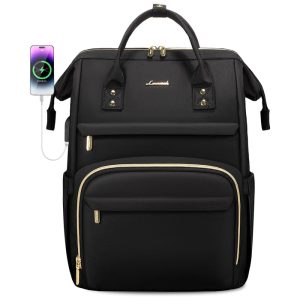 Lovevook Mochila Feminina para Laoptop com Porta USB Preta