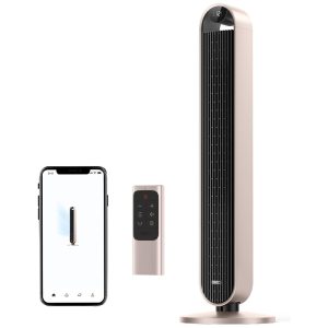 Ventilador de Torre com Oscilação de 120º 4 Modos 12 Velocidades e Controle Remoto APP ou Voz 110V 36W Dreo Champanhe