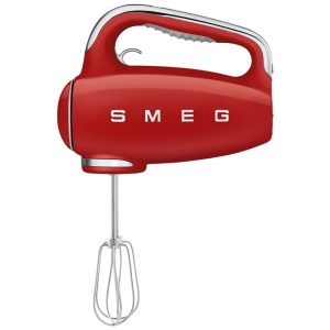 Batedeira Portátil SMEG Vermelho Retrô 9 Velocidades 220W Display LED Turbo Acessórios em Inox Bolsa de Armazenamento 110V