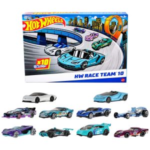 Kit Carrinhos Pacote com 10 Veículos de Corrida em Escala 1:64 Hot Wheels