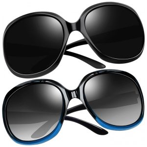 Óculos de Sol Feminino Polarizados com Proteção UV Joopin D07 2 Unidades Preto e Azul Gradiente