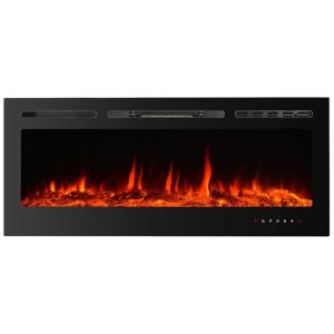 Lareira Elétrica de Embutir A54x127L com Controle Remoto e Tela Sensível ao Toque 110V CharaVector Preta