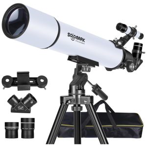 Telescópio Refrator Profissional 80mm: Para Adultos e Iniciantes. Abertura de 80mm e Distância Focal de 900mm. Compacto e Portátil SOLOMARK.