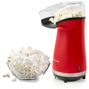 Máquina de Pipoca de Ar Quente Nostalgia 16 Copos: Faça Pipoca Quente e Saudável sem Óleo - Medidor de Milho Incluído - Aço Inoxidável Vermelho