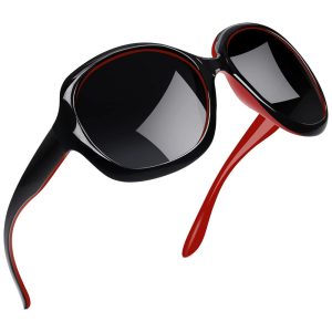 Óculos de Sol Feminino com Proteção UV Joopin B06 Preto e Vermelho