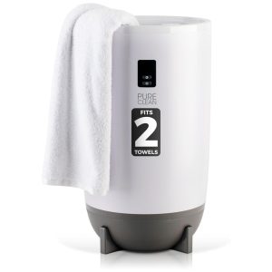 Aquecedor de Toalha Elétrico até 2 Toalhas com Desligamento Automático Temporizador Integrado para 15-60 minutos e Anel de LED 500W 110V PURE CLEAN Preta
