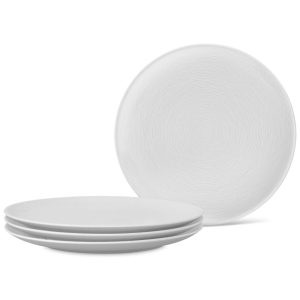 Conjunto de Pratos para Jantar com 4 Peças Formato Redondo Material de Porcelana e Designer em Círculos Concêntricos em Espiral Noritake 43813-406D Branco