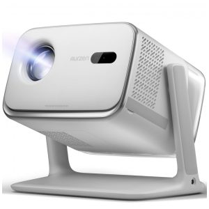 Mini Projetor Aurzen Cinza Google TV WiFi Bluetooth Dolby Audio 1080P Boom Mini 120W