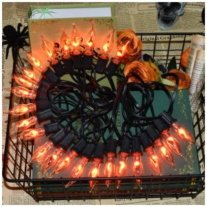 Pisca Pisca LED C7 com 25 LEDS para Decoração de Halloween Laranja