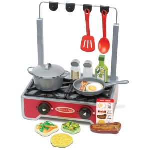 Kit Fogão e Acessórios de Madeira Infantil Deluxe com 19 Peças para Crianças Acima de 3 Anos Melissa & Doug