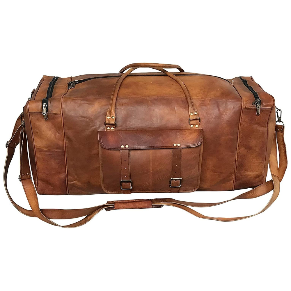 Bolsa de Viagem Masculina Clássica de Couro CUERO Marrom - Imagem 2