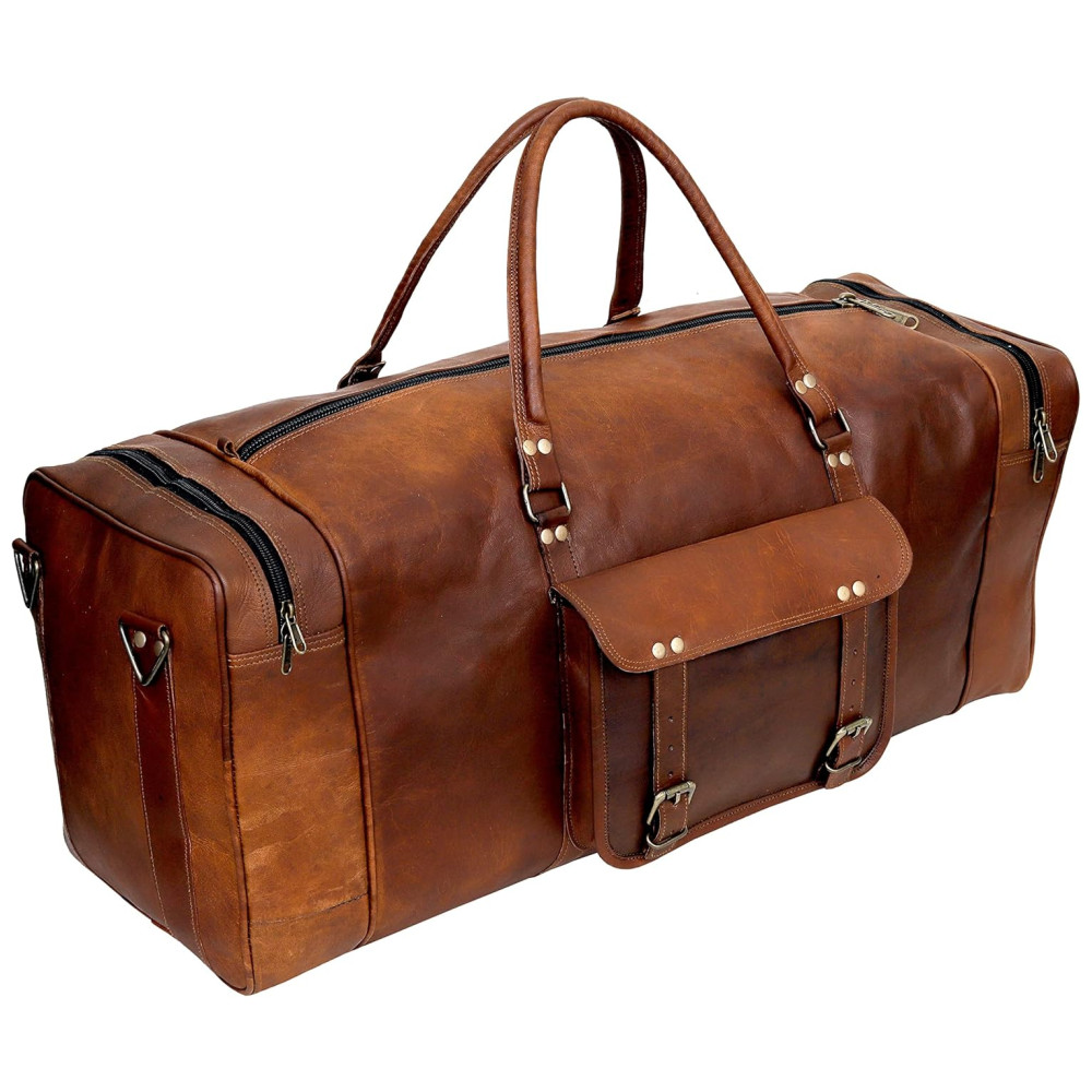 Bolsa de Viagem Masculina Clássica de Couro CUERO Marrom - Imagem 3