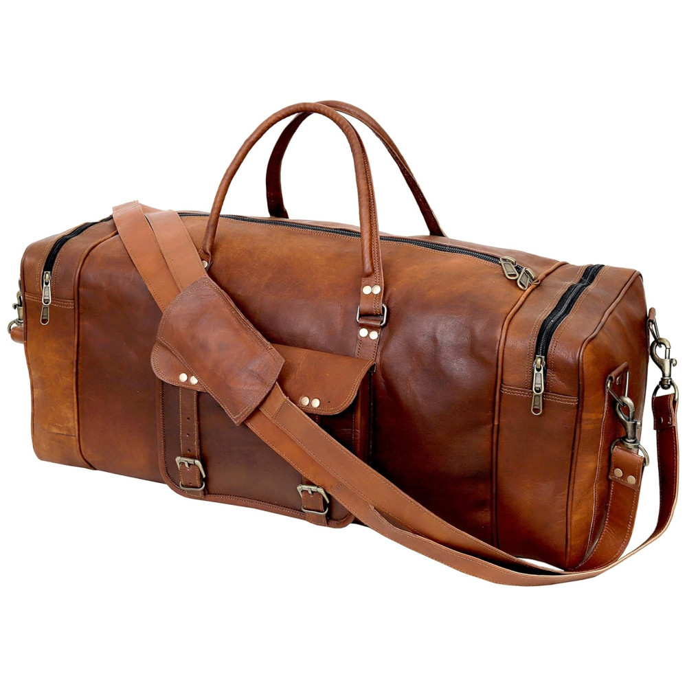 Bolsa de Viagem Masculina Clássica de Couro CUERO Marrom - Imagem 5