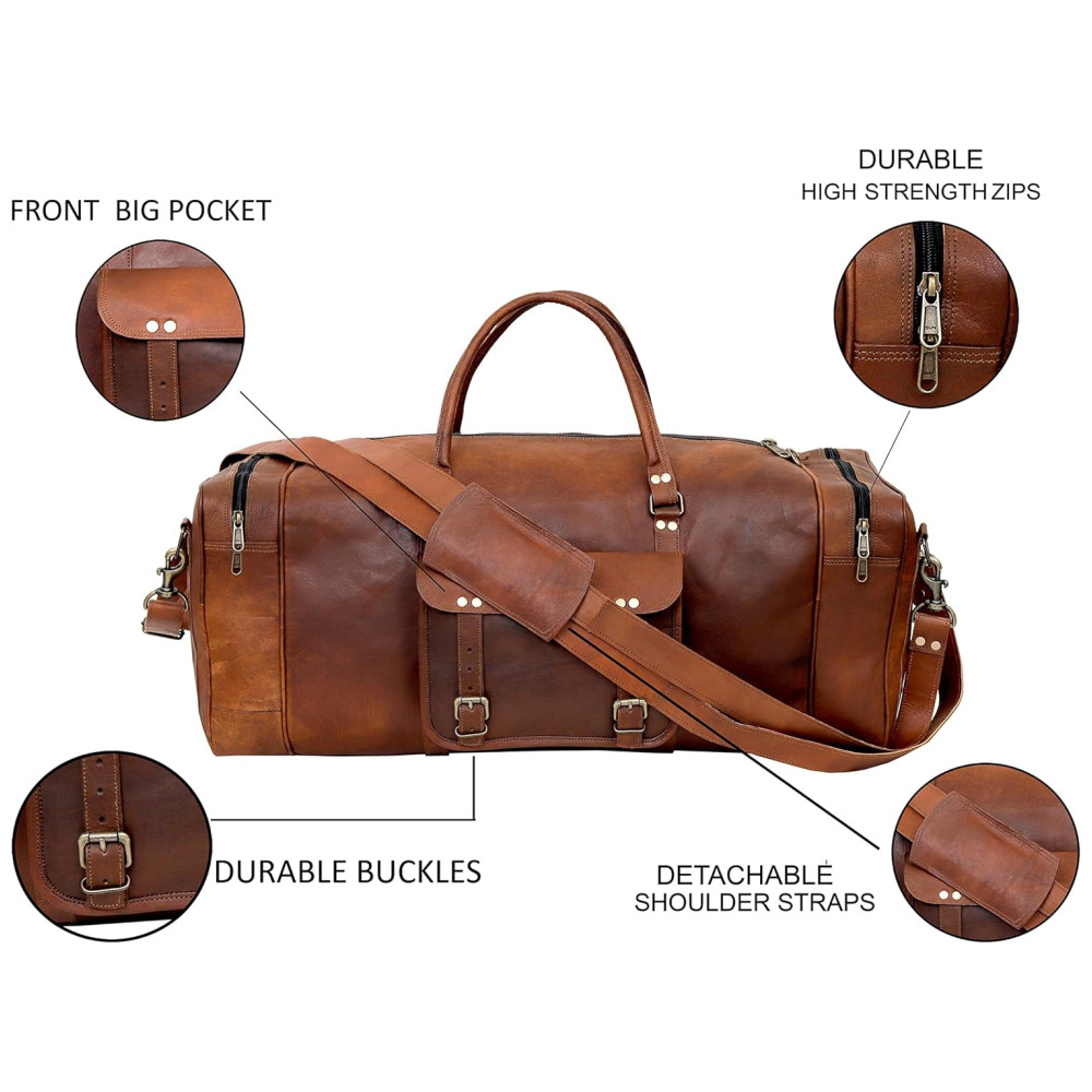 Bolsa de Viagem Masculina Clássica de Couro CUERO Marrom - Imagem 8