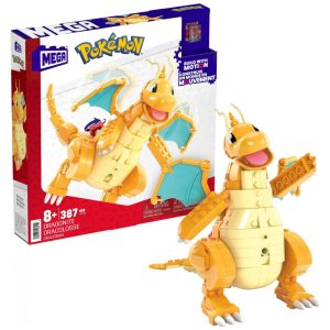 Kit de blocos MEGA Pokémon Dragonite Mattel plástico articulado com movimento 387 peças altura 19 cm