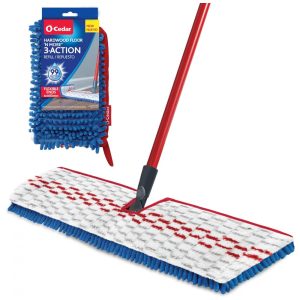 Mop Flat Umido ou Seco com 1 Refil Extra de Microfibra e Cabo de 3 Peças O Cedar