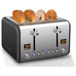 Torradeira Elétrica 4 Fatias com 7 Níveis de Tostagem 1800W 110v SEEDEEM Prateado