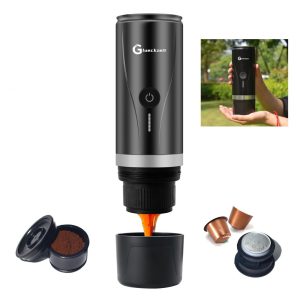 Máquina de Café Expresso Portátil USB para Cápsulas ou Café Moído Glueckzeit Preta