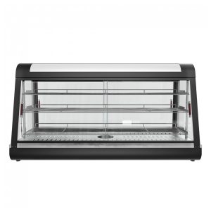 Expositor de Alimentos Aquecido Comercial Anpuce Preto 3 Níveis Vidro Temperado LED Ajustável 89x48x64cm 1500W