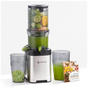 Extrator de Sucos AMZCHEF Cold Press Máquina de Suco com Bocal Largo de 1168cm para Frutas e Vegetais Inteiros Aço Inoxidável