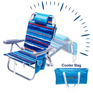 Cadeira de Praia Resistente SUNNYFEEL Com Bolsa Térmica Porta Copos para Viagem ao Ar Livre Piquenique Pesca Cadeira de Acampamento Dobrável